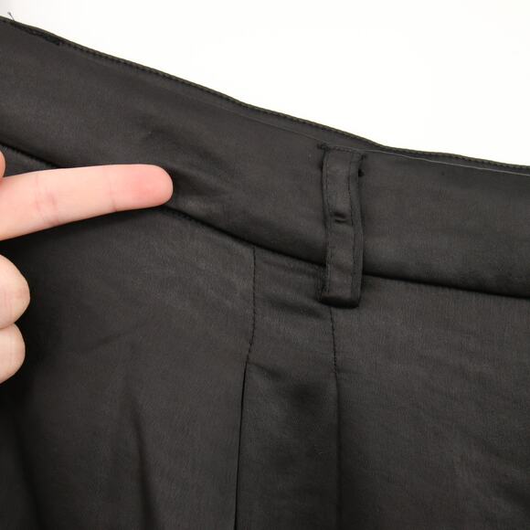 Vince Camuto Dress Pants Black Wide Leg Front Pleat Satin Trouser Pockets 24W - Picture 11 of 16